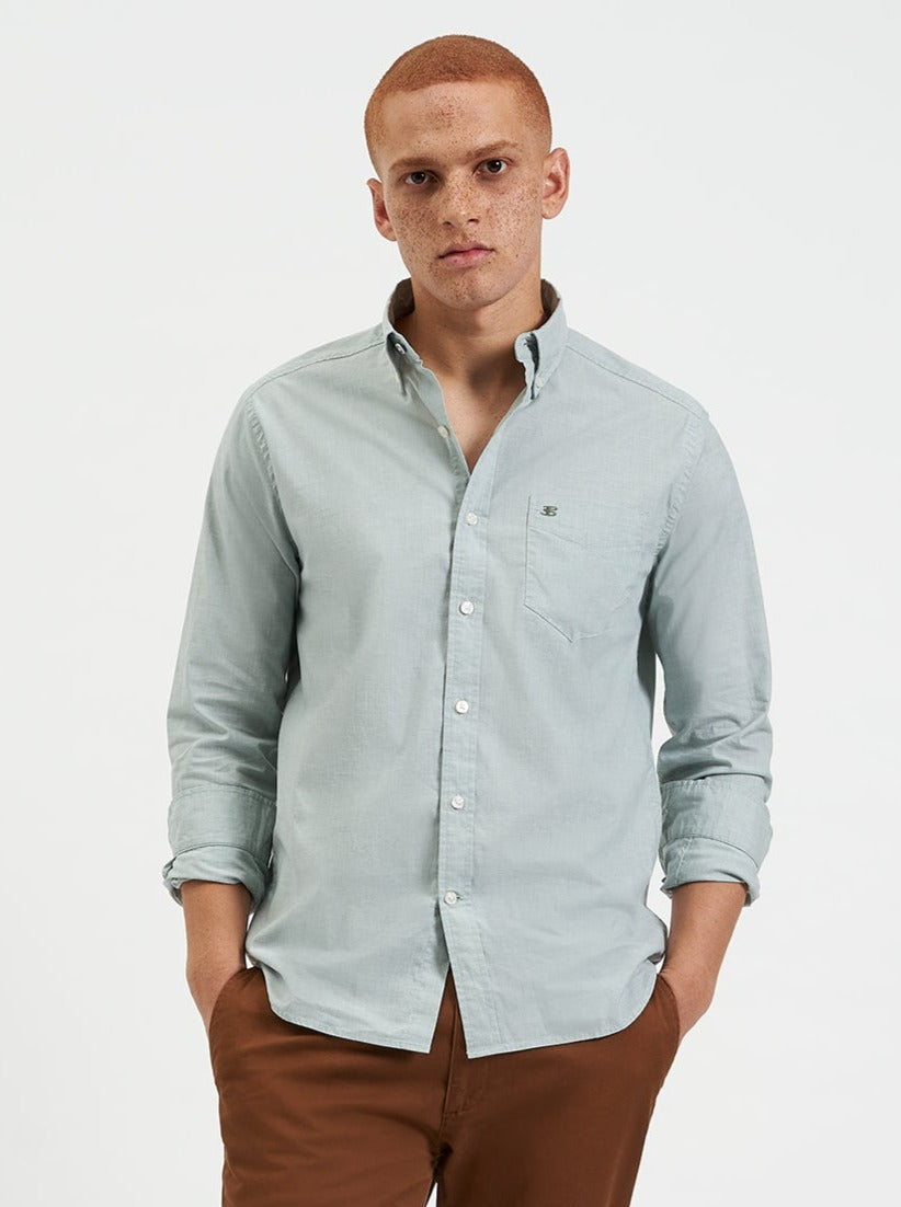 Chemises Ben Sherman Beatnik Wash Long-Sleeve Vert | ORJ-22171429